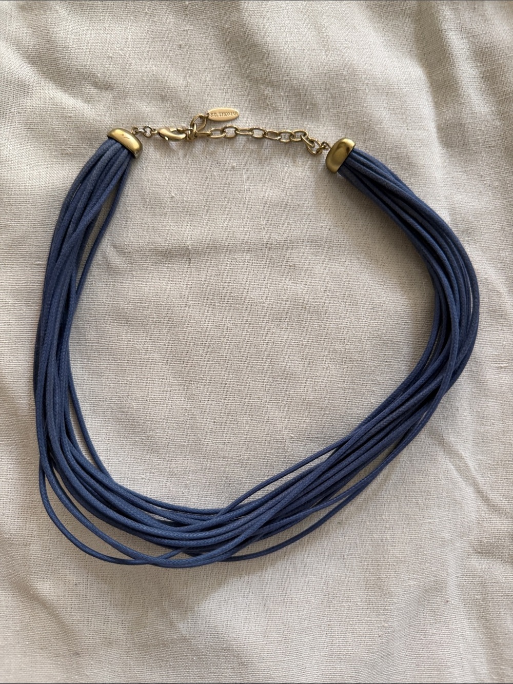 Multi-Strand Navy Cord Necklace with Gold Accents